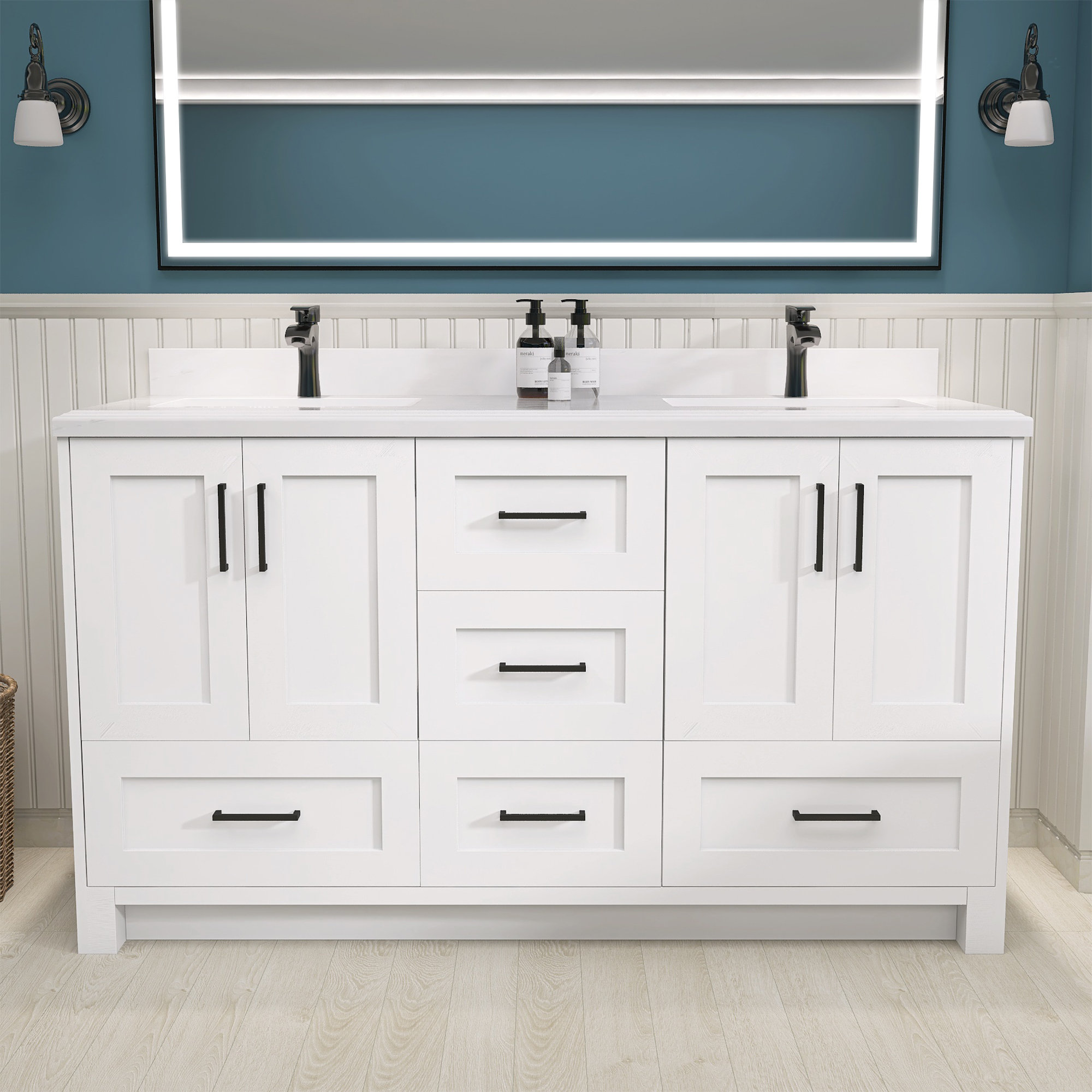 Ogonbrick Solid Wood 60" Double Bathroom Vanity Base Only | Wayfair